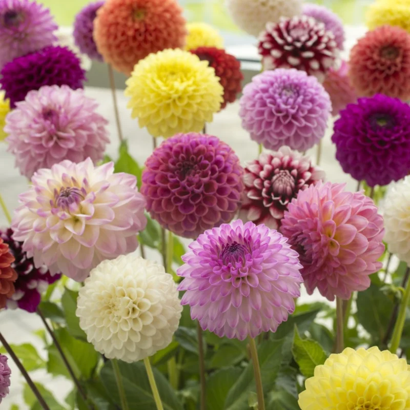 Mixed Pompon Dahlias Flower Bulbs - Assorted Colors for Garden Planting