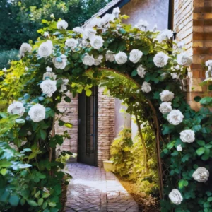 Creamy White Climbing Rose Plant Live for Planting, Rebloomer Fragrant Rose Bushes Plant Live, Rose for Planting, Starter Size, 4 to 10 Inc Tall