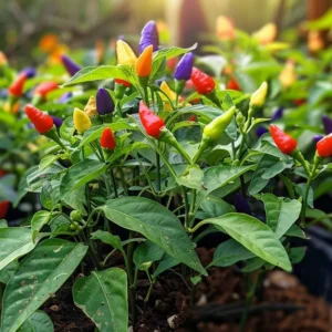 100 Pepper Seeds for Planting Outdoors, High Germination Rate, Non GMO, Heirloom Seeds - Chinese 5 Color Pepper Seeds