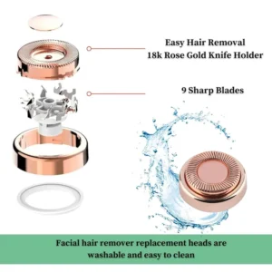 4PCS Facial Hair Remover Replacement Heads Facial Hair Removal Tool for Women, 18K Gold-Plated Rose Gold, First Generation