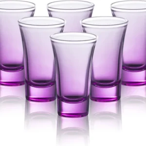 M&N HOME Purple Ombre Shot Glasses, 6-Pack Colored Whiskey & Tequila Glasses, 2 Oz Round Gradient Purple