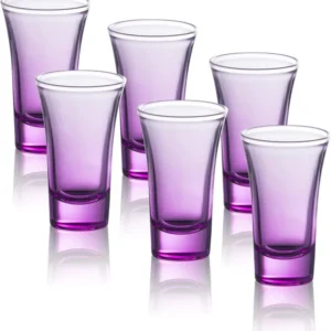 M&N HOME Purple Ombre Shot Glasses, 6-Pack Colored Whiskey & Tequila Glasses, 2 Oz Round Gradient Purple