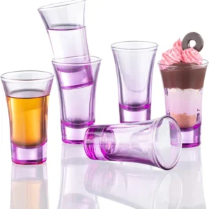 M&N HOME Purple Ombre Shot Glasses, 6-Pack Colored Whiskey & Tequila Glasses, 2 Oz Round Gradient Purple