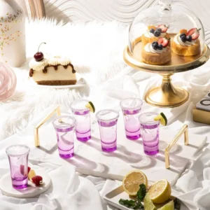 M&N HOME Purple Ombre Shot Glasses, 6-Pack Colored Whiskey & Tequila Glasses, 2 Oz Round Gradient Purple