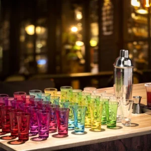 M&N HOME Purple Ombre Shot Glasses, 6-Pack Colored Whiskey & Tequila Glasses, 2 Oz Round Gradient Purple