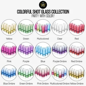 M&N HOME Purple Ombre Shot Glasses, 6-Pack Colored Whiskey & Tequila Glasses, 2 Oz Round Gradient Purple