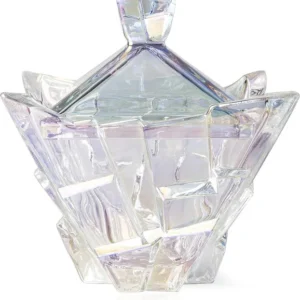 M&N Home Glass Candy Dish with Lid, Pearl Colored Crystal Candy Dish, Decorative Candy Jar, 24 Oz. Extra Large Candy Bowl, Unique Gift, Wedding Candy, Christmas Gift