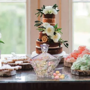 M&N Home Glass Candy Dish with Lid, Pearl Colored Crystal Candy Dish, Decorative Candy Jar, 24 Oz. Extra Large Candy Bowl, Unique Gift, Wedding Candy, Christmas Gift