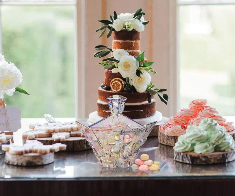M&N Home Glass Candy Dish with Lid, Pearl Colored Crystal Candy Dish, Decorative Candy Jar, 24 Oz. Extra Large Candy Bowl, Unique Gift, Wedding Candy, Christmas Gift