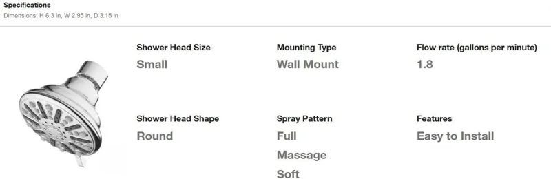 3-Spray Patterns 3.5 in. Single Wall Mount Fixed Shower Head in Sleek Chrome Finish