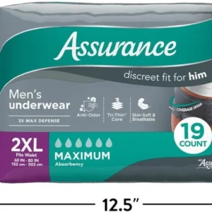 Assurance Men's Incontinence Underwear, Maximum Absorbency, XXL, 38 Count