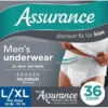 Assurance~ Men's Incontinence Underwear, L/XL, Maximum Absorbency ~ (36 Count) ~ (X-Large) ~ (White) Pack of 1