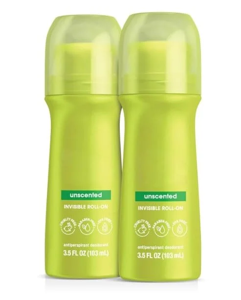 Antiperspirant and Deodorant for Women and Men, Invisible Roll-on, Unscented, 3.5 oz, Pack of 2